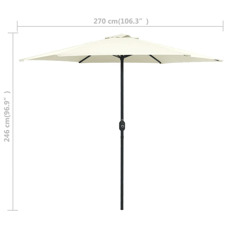 vidaXL homokfehér kültéri napernyő alumíniumrúddal 270 x 246 cm