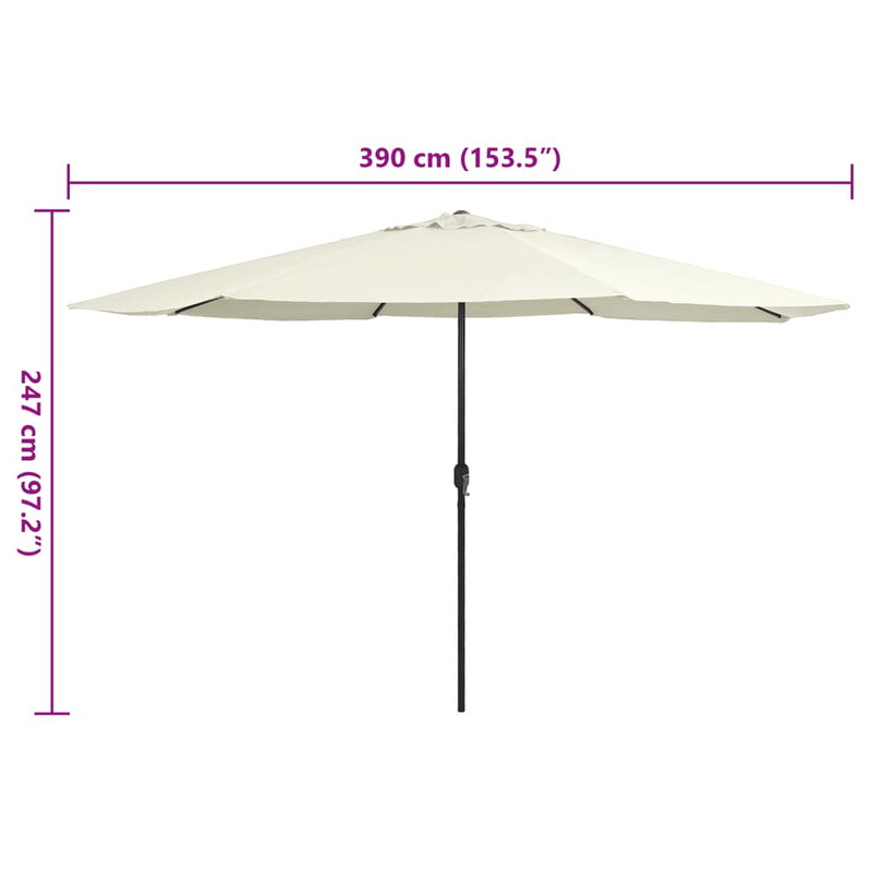 vidaXL homokszínű kültéri napernyő fémrúddal 390 cm