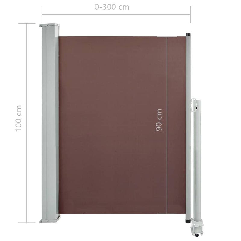 vidaXL barna behúzható oldalsó teraszi napellenző 100 x 300 cm