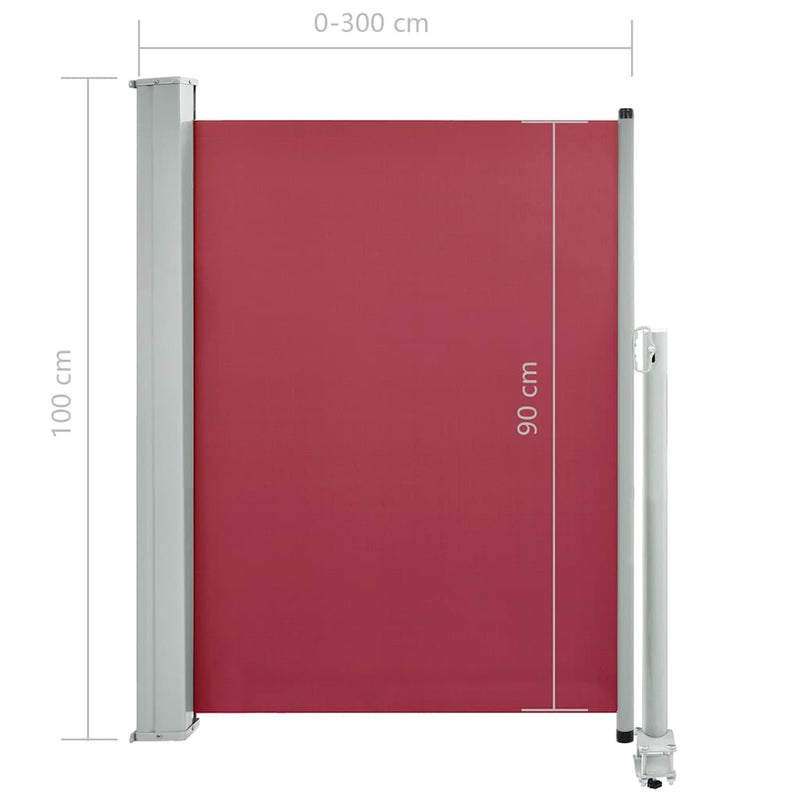 vidaXL piros behúzható oldalsó teraszi napellenző 100 x 300 cm