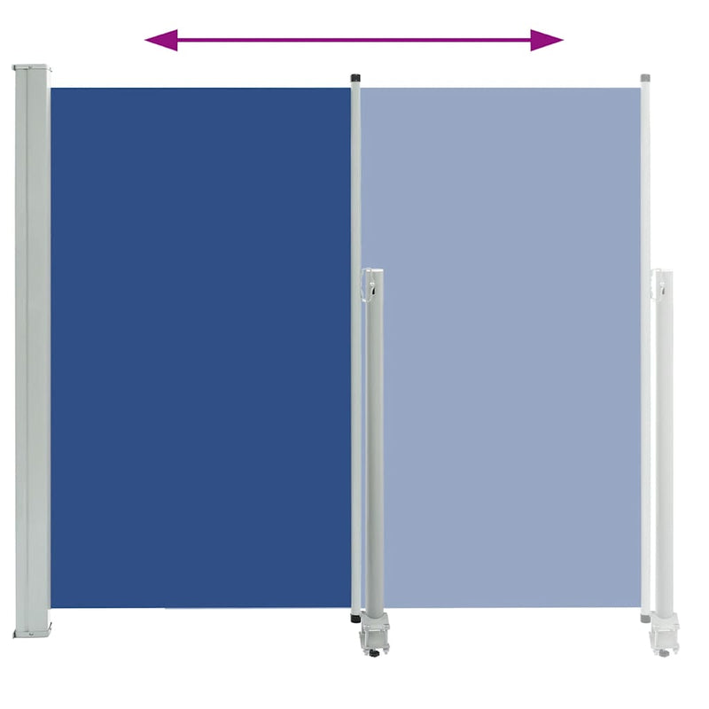 vidaXL kék behúzható oldalsó teraszi napellenző 140 x 300 cm