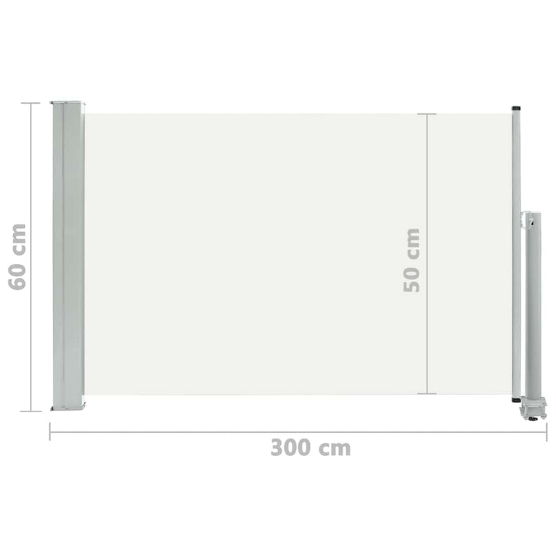 vidaXL krémszínű kihúzható oldalsó terasz napellenző 60 x 300 cm
