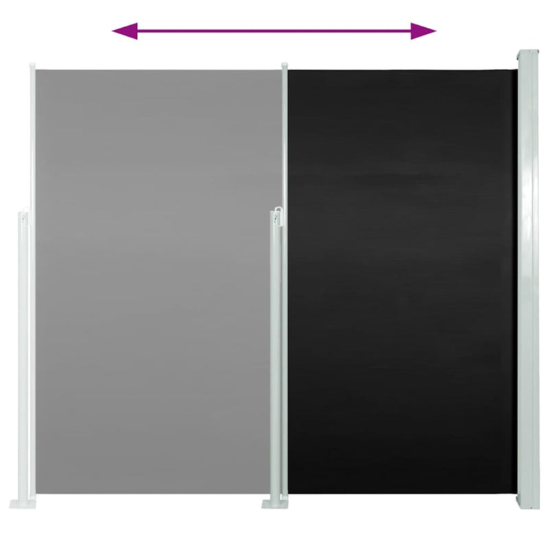 vidaXL fekete kihúzható oldalsó teraszi napellenző 170 x 300 cm