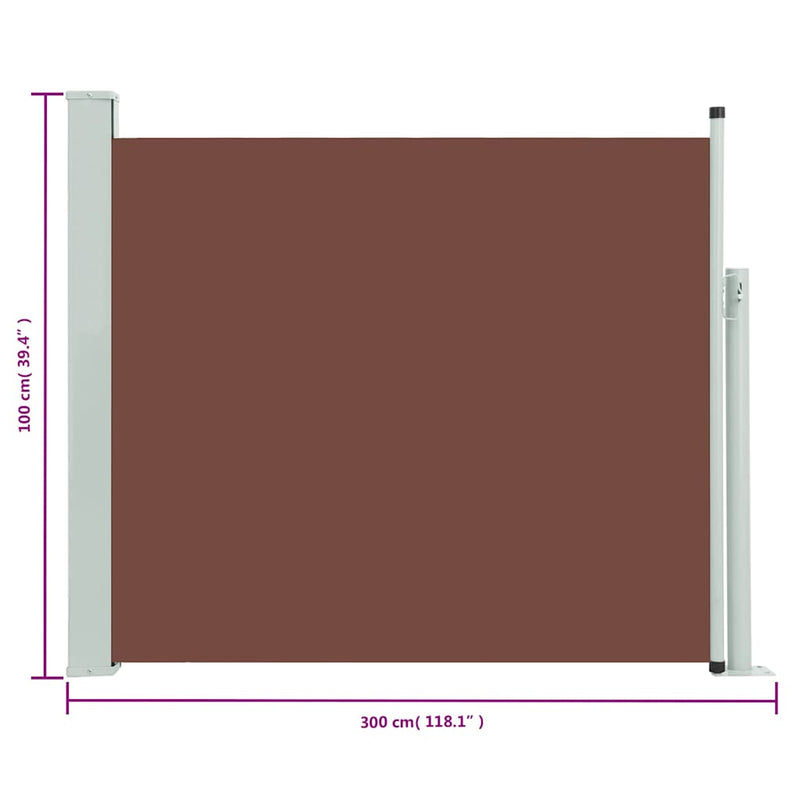 vidaXL barna behúzható oldalsó teraszi napellenző 100 x 300 cm