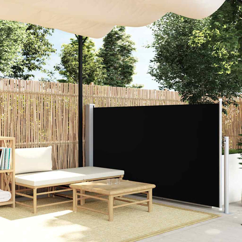 vidaXL fekete behúzható oldalsó teraszi napellenző 100 x 500 cm