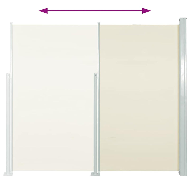 vidaXL krémszínű behúzható oldalsó teraszi napellenző 100 x 500 cm