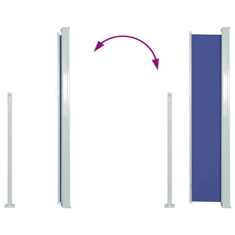 vidaXL kék behúzható oldalsó teraszi napellenző 100 x 500 cm