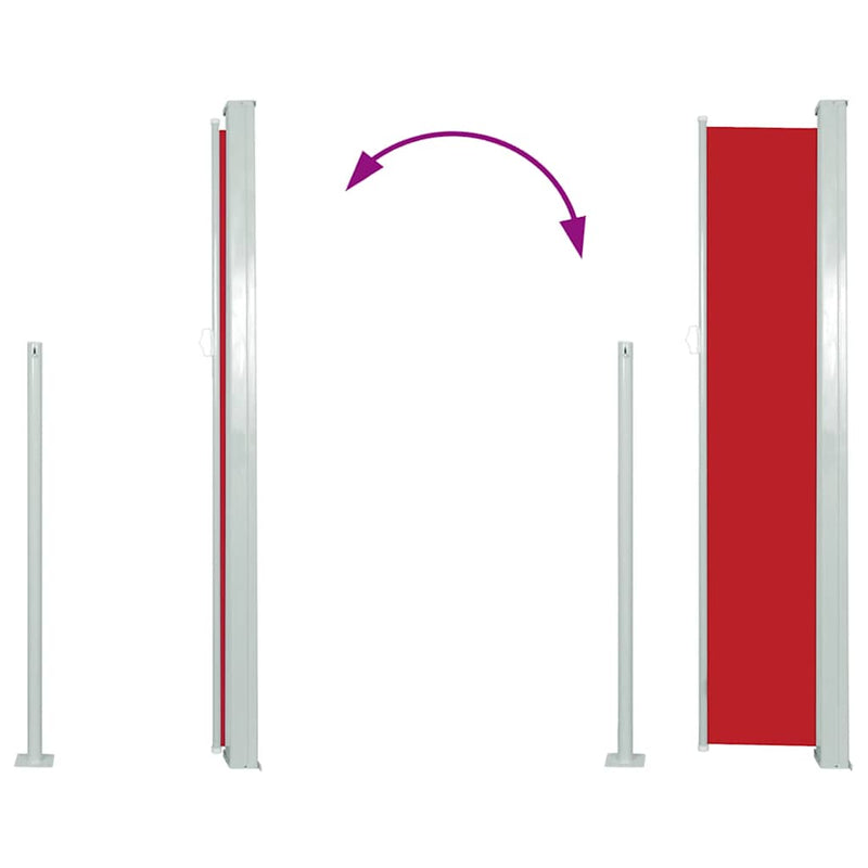 vidaXL piros behúzható oldalsó teraszi napellenző 100 x 500 cm