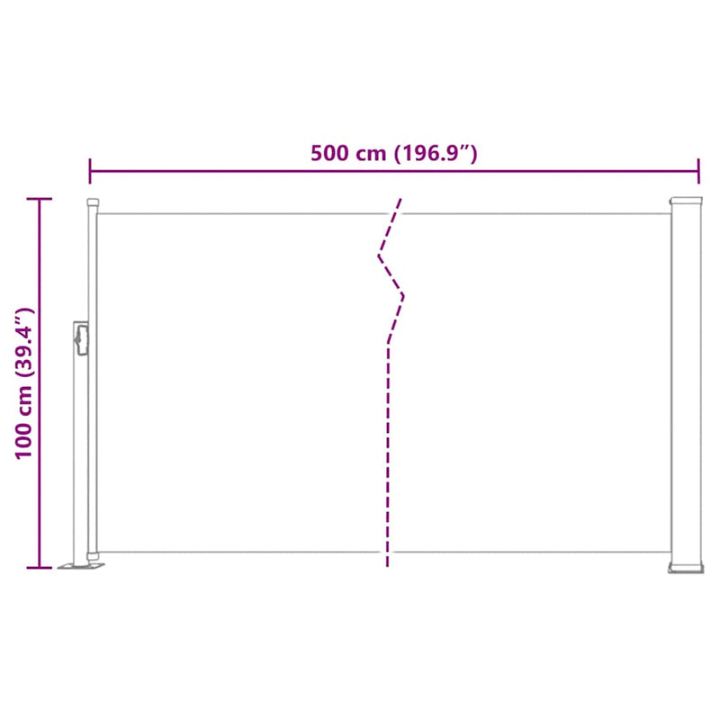 vidaXL piros behúzható oldalsó teraszi napellenző 100 x 500 cm