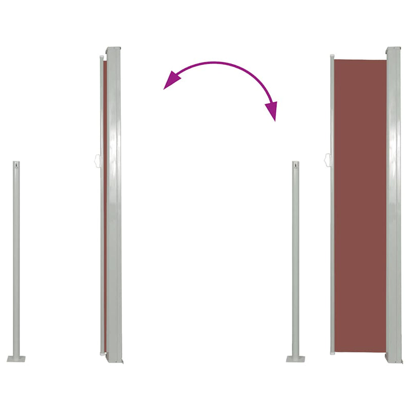 vidaXL barna behúzható oldalsó teraszi napellenző 100 x 500 cm