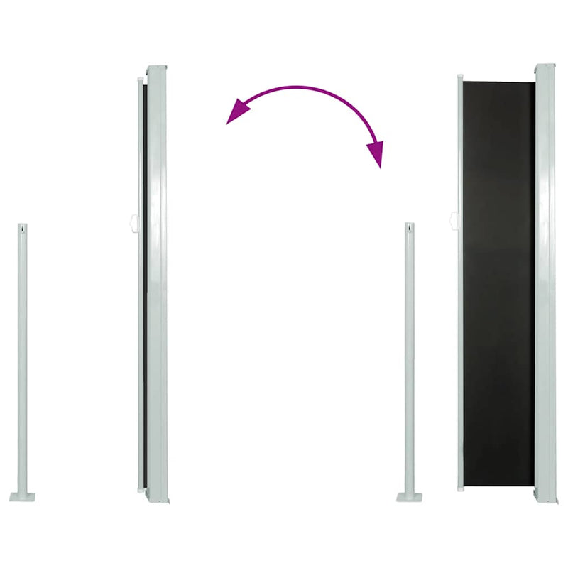 vidaXL fekete behúzható oldalsó teraszi napellenző 120 x 500 cm