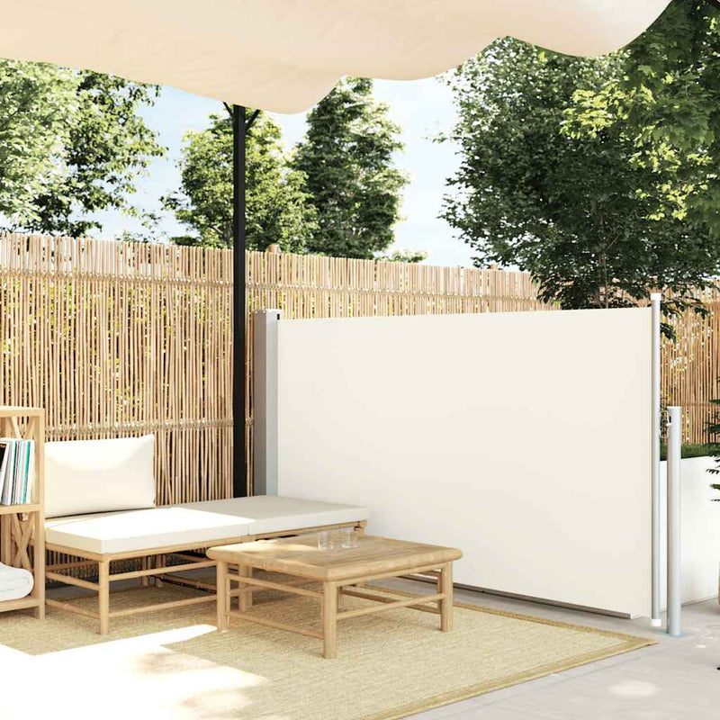 vidaXL krémszínű behúzható oldalsó teraszi napellenző 120 x 500 cm