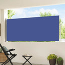vidaXL kék behúzható oldalsó teraszi napellenző 120 x 500 cm