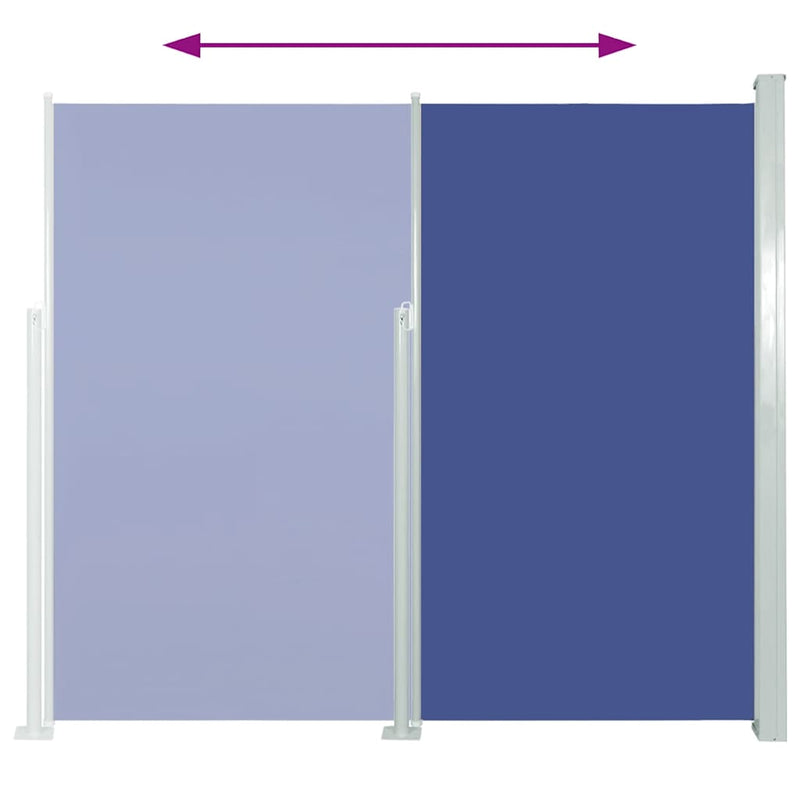 vidaXL kék behúzható oldalsó teraszi napellenző 120 x 500 cm