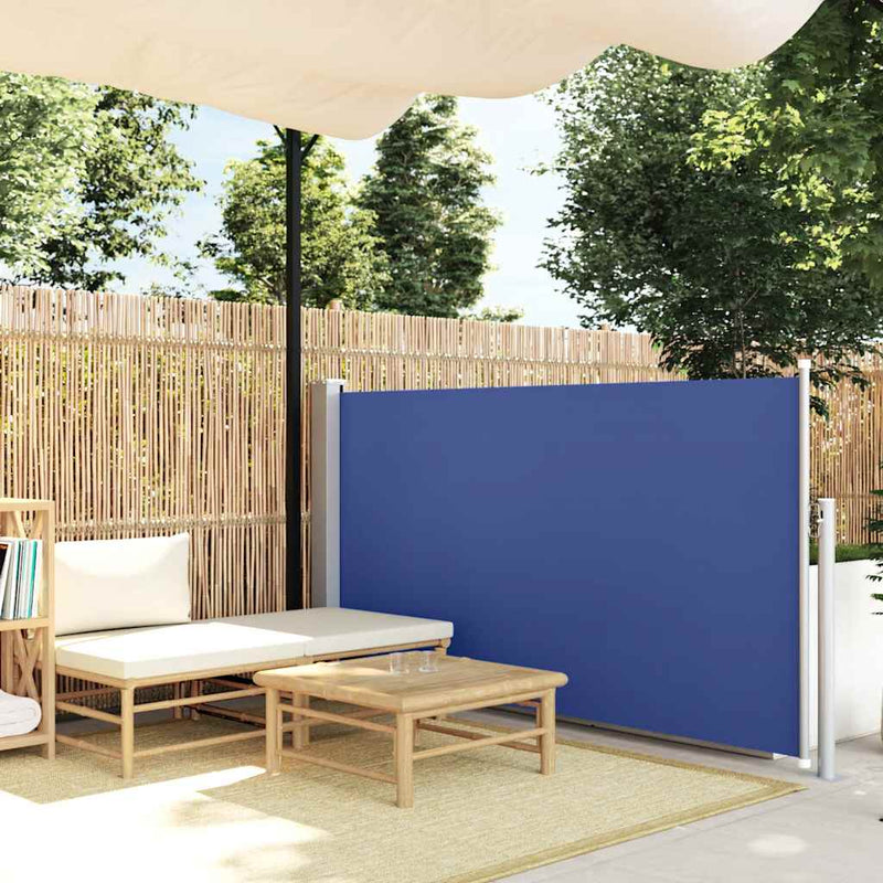 vidaXL kék behúzható oldalsó teraszi napellenző 120 x 500 cm