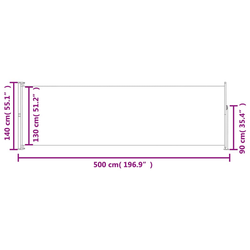 vidaXL szürke kihúzható oldalsó teraszi napellenző 140 x 500 cm