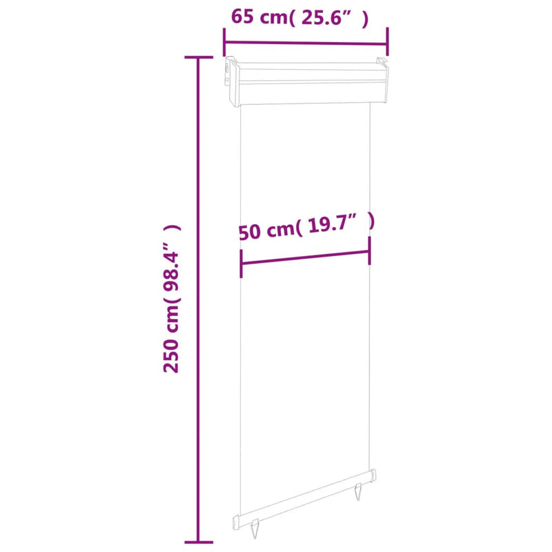 vidaXL fekete erkély oldalnapellenző 65 x 250 cm