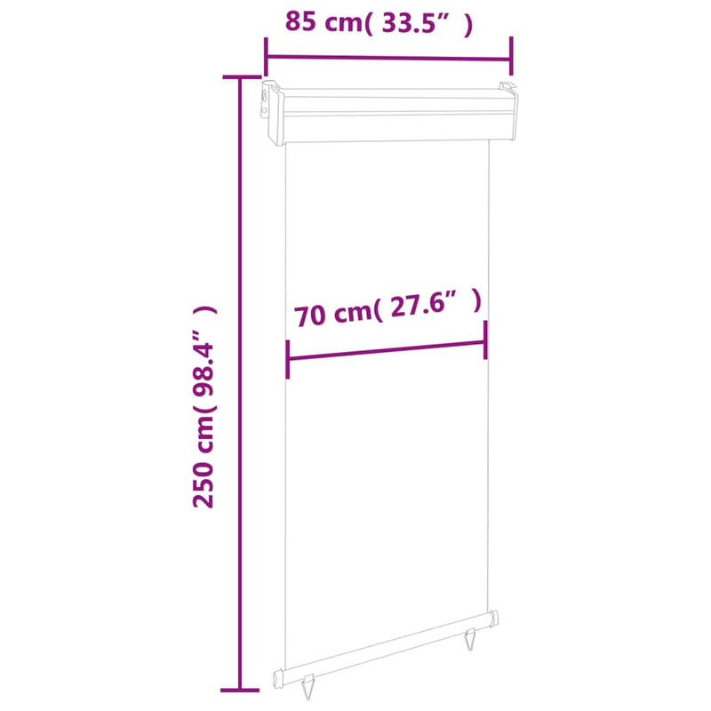 vidaXL krémszínű oldalsó terasznapellenző 85 x 250 cm