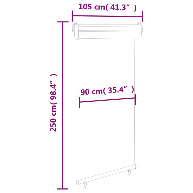 vidaXL szürke oldalsó terasznapellenző 105 x 250 cm