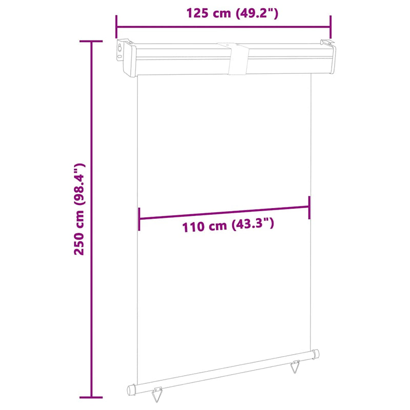vidaXL barna oldalsó terasznapellenző 125 x 250 cm
