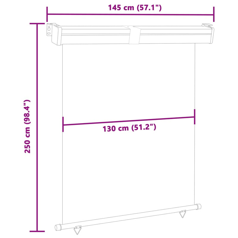 vidaXL fekete erkély oldalnapellenző 145 x 250 cm