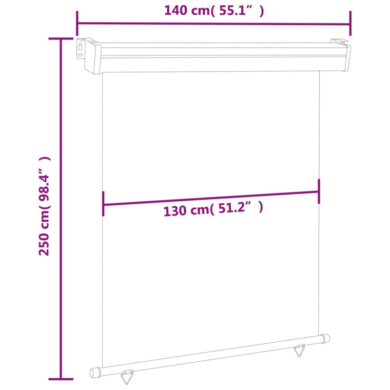 vidaXL piros oldalsó terasznapellenző 145 x 250 cm