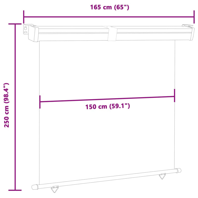 vidaXL fekete erkély oldalnapellenző 165 x 250 cm