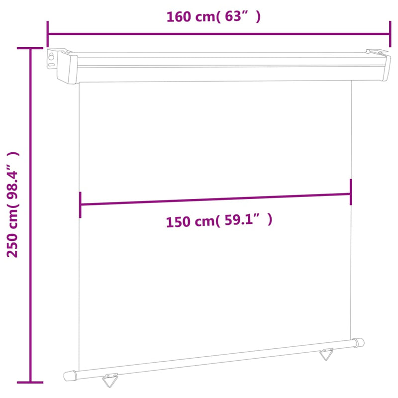 vidaXL piros oldalsó terasznapellenző 165 x 250 cm