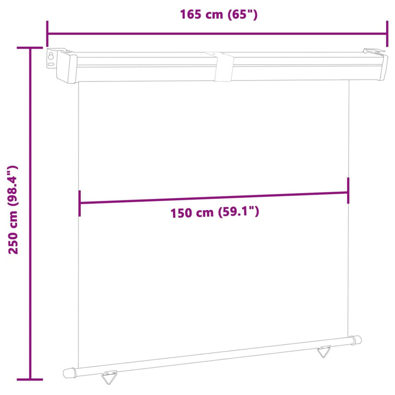 vidaXL barna oldalsó terasznapellenző 165 x 250 cm