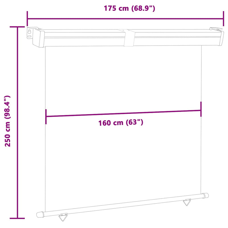 vidaXL kék oldalsó terasznapellenző 175 x 250 cm