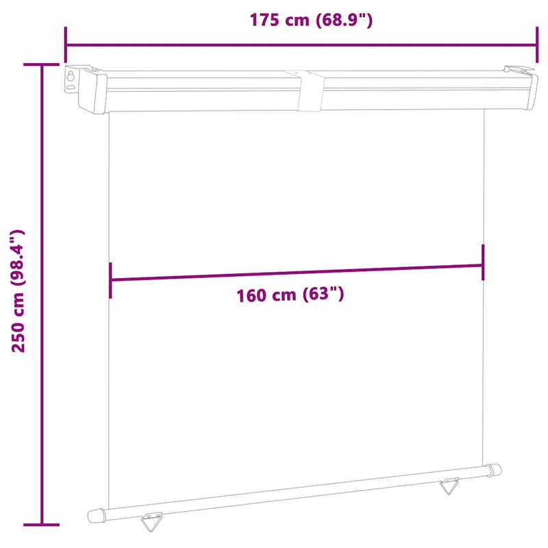 vidaXL barna oldalsó terasznapellenző 175 x 250 cm