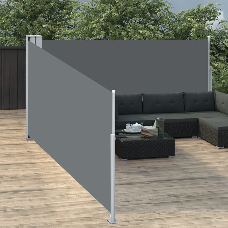 vidaXL antracitszürke behúzható oldalsó napellenző 120 x 1000 cm