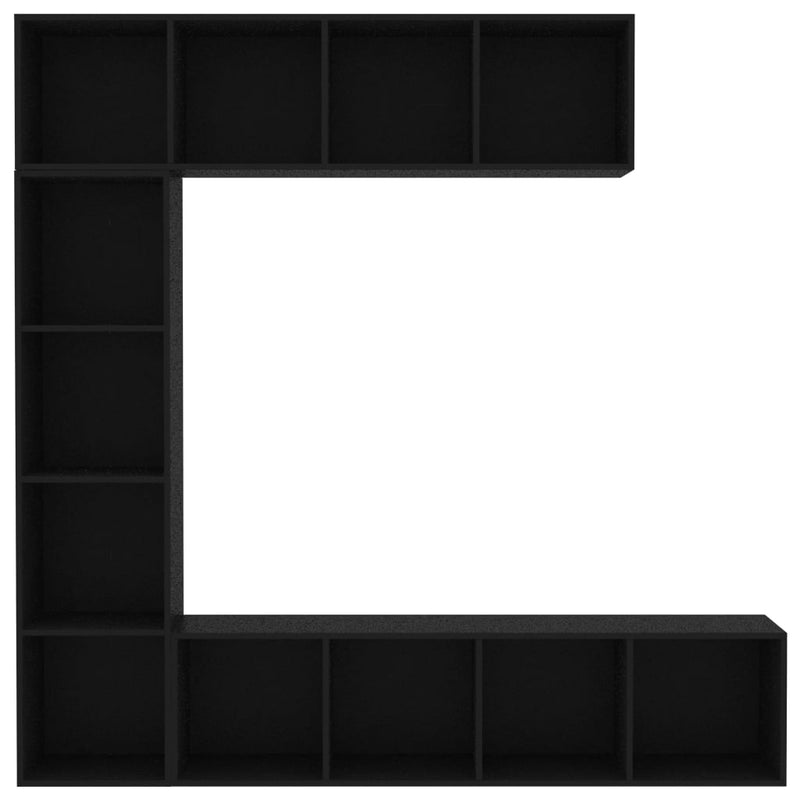 vidaXL 3-részes fekete könyv-/TV-szekrényszett 180 x 30 x 180 cm