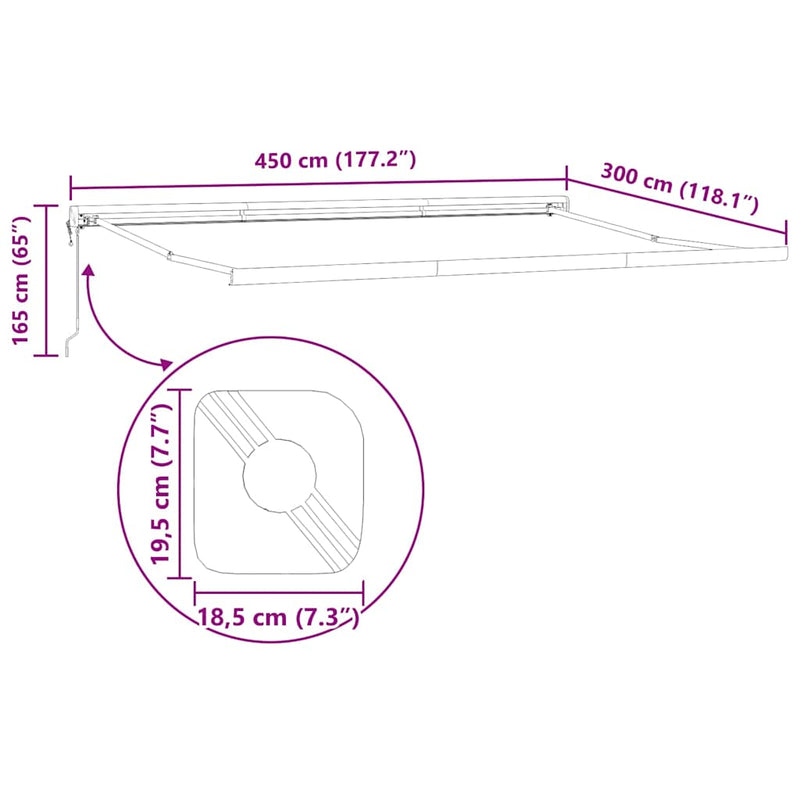 Napernyő Antracit 4,5 × 3 m Fém