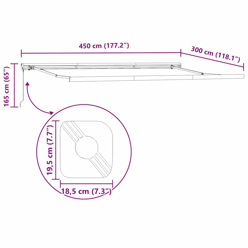 Napernyő Antracit 4,5 × 3 m Fém