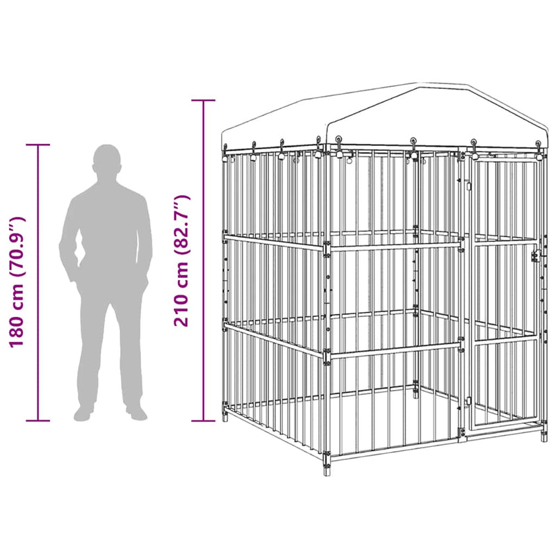 vidaXL kültéri kutyakennel tetővel 150 x 150 x 210 cm