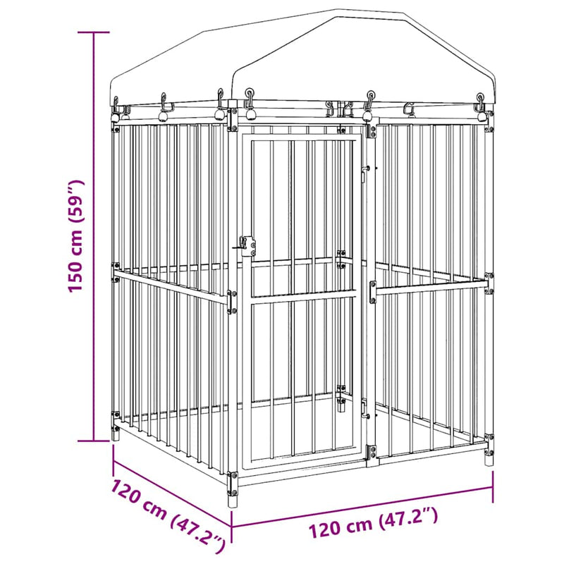 vidaXL kültéri kutyakennel tetővel 120 x 120 x 150 cm