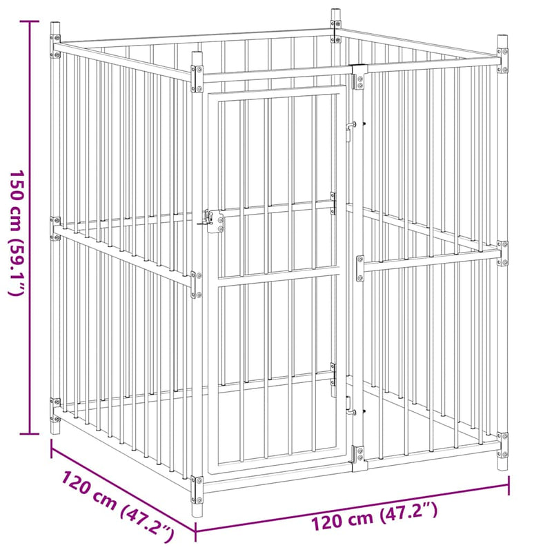 vidaXL kültéri kutyakennel 120 x 120 x 150 cm