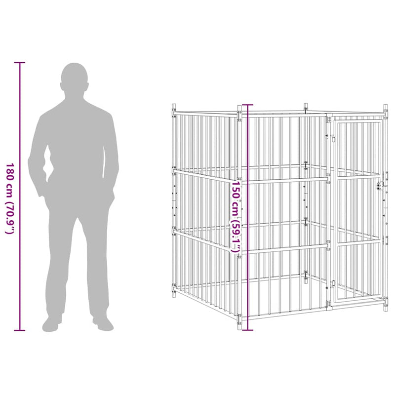 vidaXL kültéri kutyakennel 120 x 120 x 150 cm