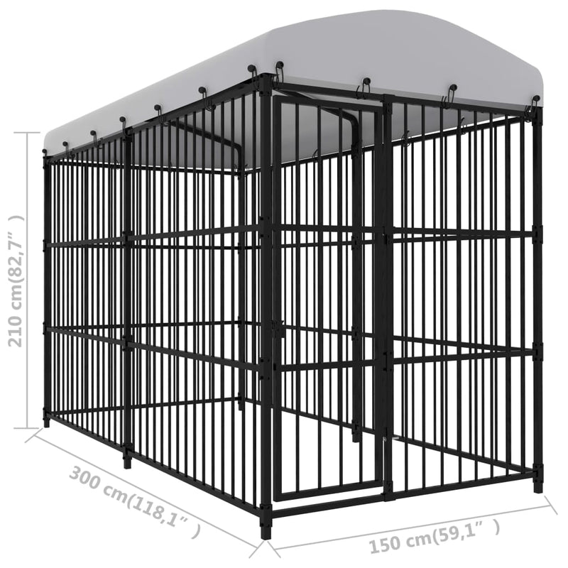 vidaXL kültéri kutyakennel tetővel 300 x 150 x 210 cm