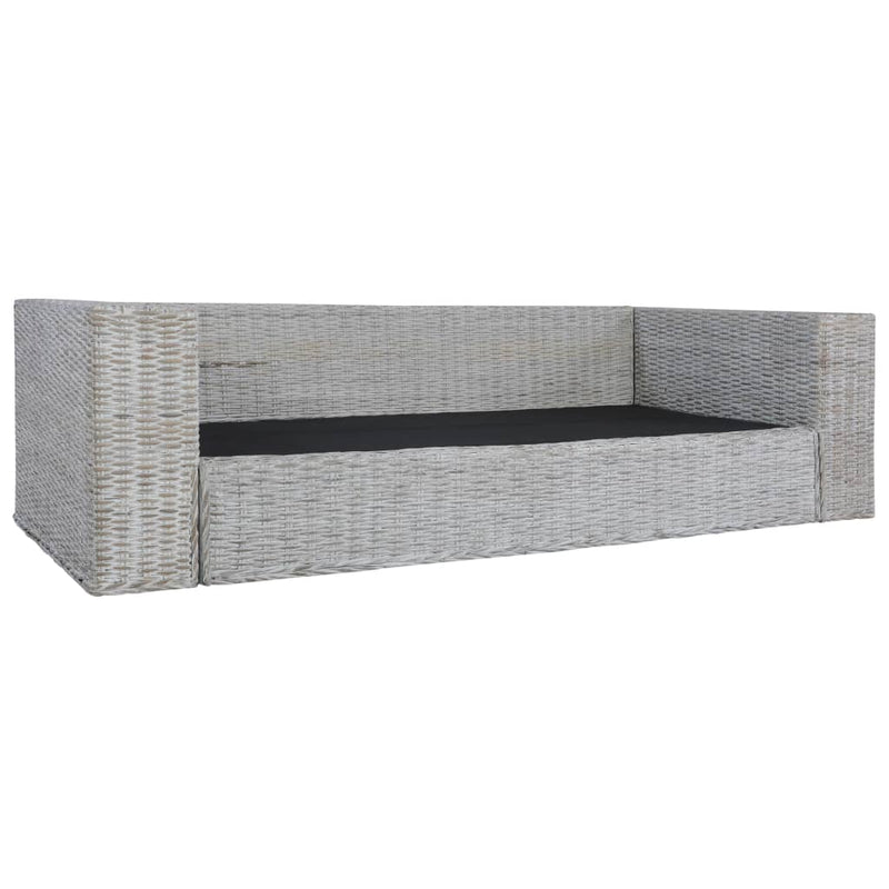 vidaXL szürke 2 részes természetes rattan kanapészett párnákkal