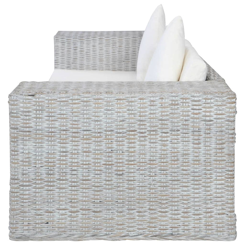 vidaXL szürke 2 részes természetes rattan kanapészett párnákkal