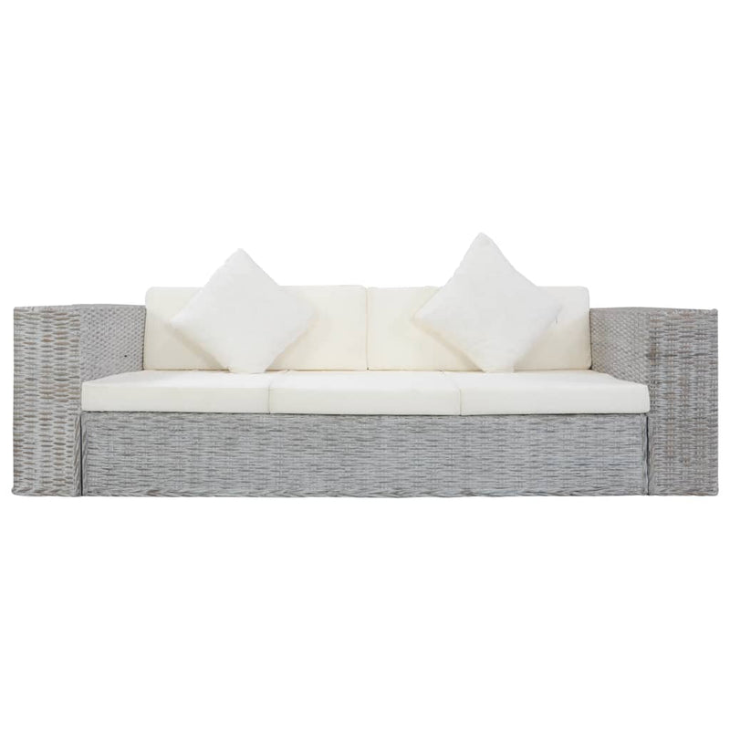 vidaXL szürke 2 részes természetes rattan kanapészett párnákkal