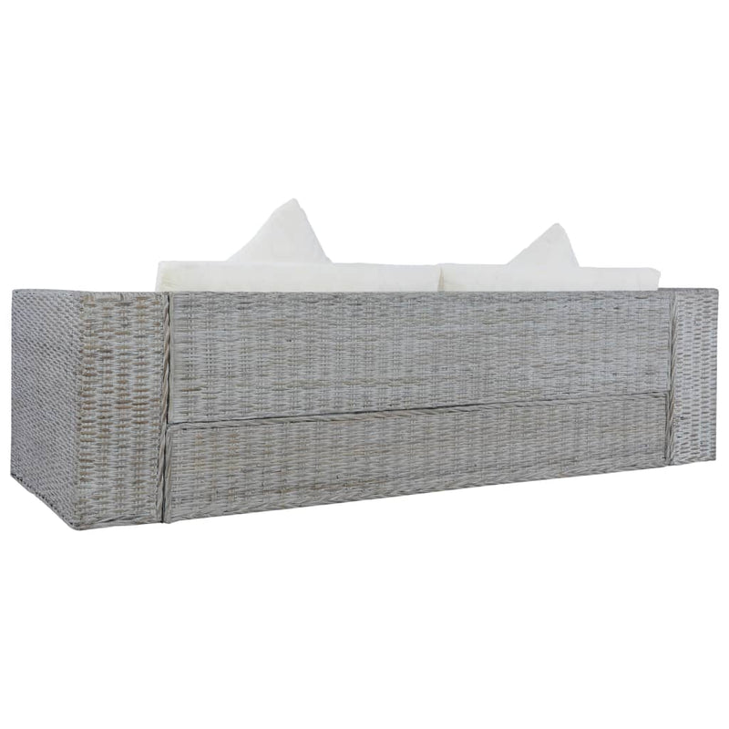 vidaXL szürke 2 részes természetes rattan kanapészett párnákkal