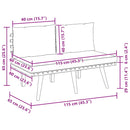 vidaXL tömör akácfa kerti pad párnákkal 115 cm
