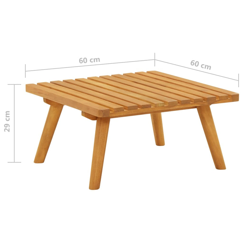 vidaXL tömör akácfa kerti lábzsámoly párnával 60 x 60 x 29 cm