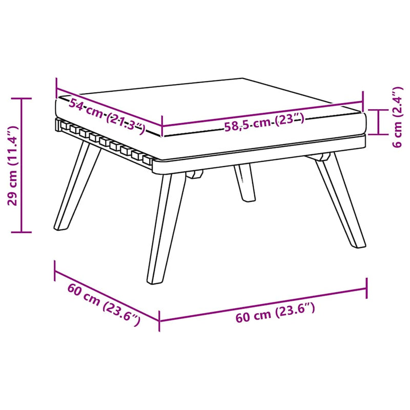 vidaXL tömör akácfa kerti lábzsámoly párnával 60 x 60 x 29 cm