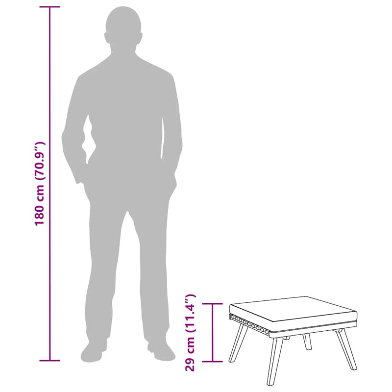 vidaXL tömör akácfa kerti lábzsámoly párnával 60 x 60 x 29 cm