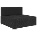 vidaXL fekete moduláris polyrattan középső kanapé párnákkal