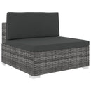 vidaXL szürke moduláris polyrattan középső kanapé párnákkal